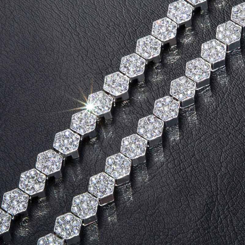 8mm Hexagon Tennis Chain In White Gold Iced Out Shine With Street Luxury - Image 4