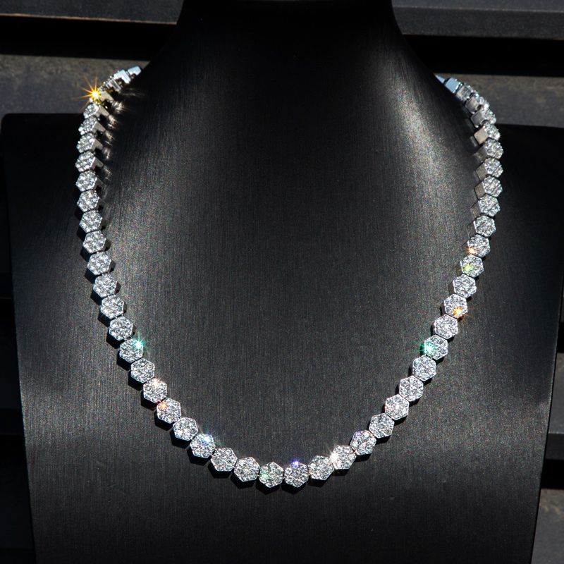 8mm Hexagon Tennis Chain In White Gold Iced Out Shine With Street Luxury - Image 5