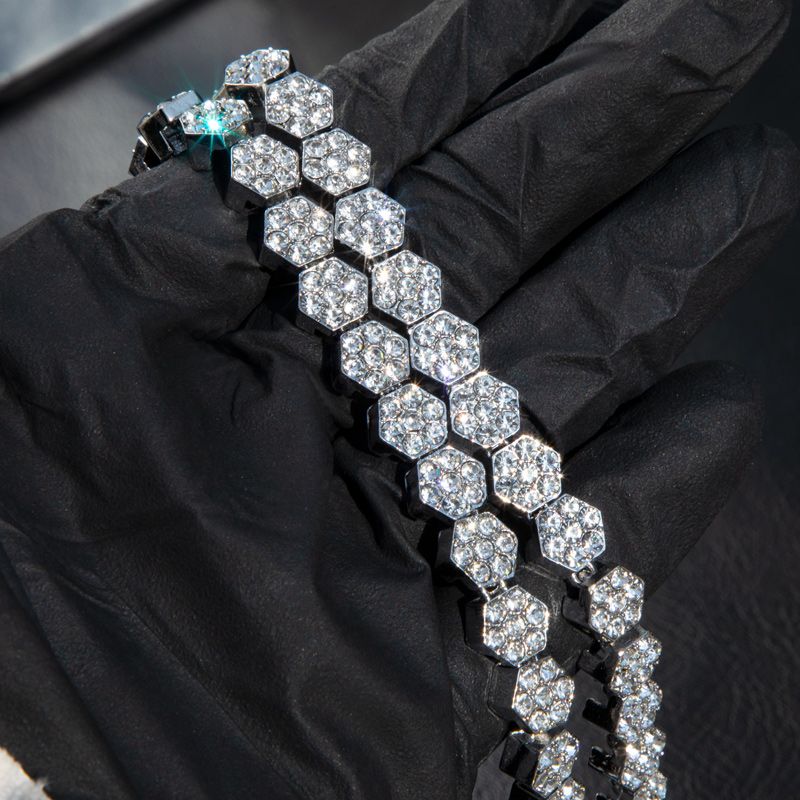 8mm Hexagon Tennis Chain In White Gold Iced Out Shine With Street Luxury - Image 6