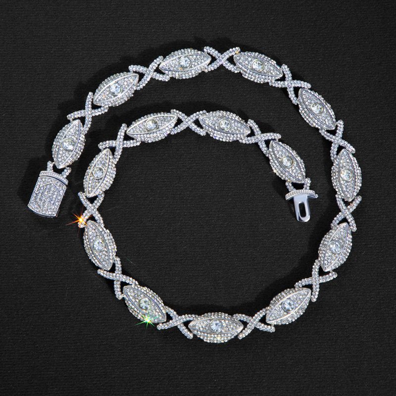 Iced Out Evil Eyes With Infinity Chain In White Gold With Gold Shine - Image 3