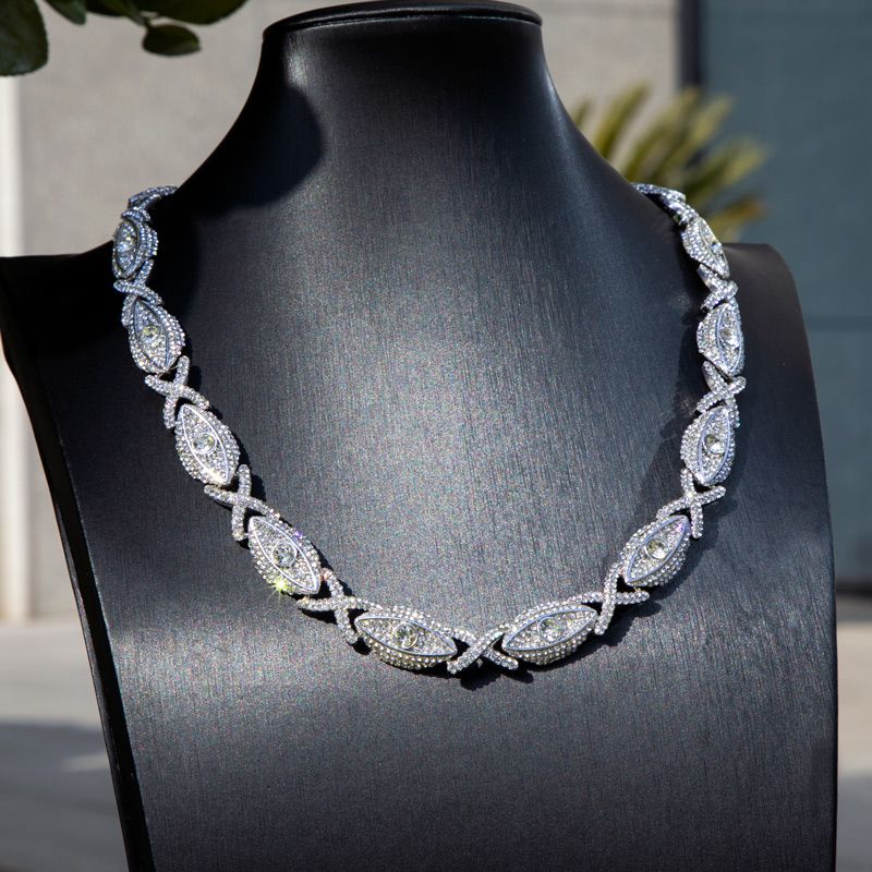 Iced Out Evil Eyes With Infinity Chain In White Gold With Gold Shine - Image 4