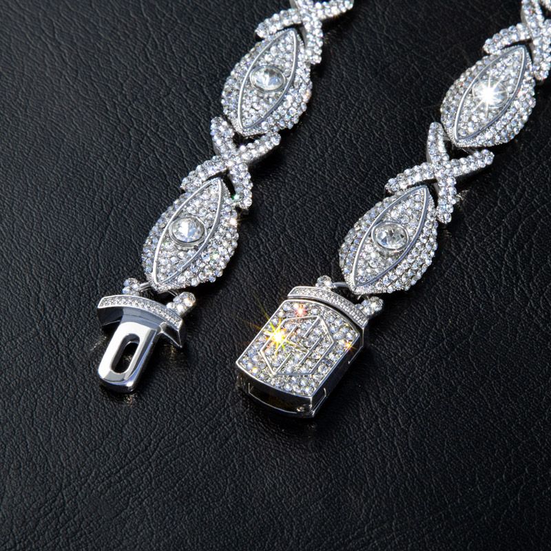 Iced Out Evil Eyes With Infinity Chain In White Gold With Gold Shine - Image 5