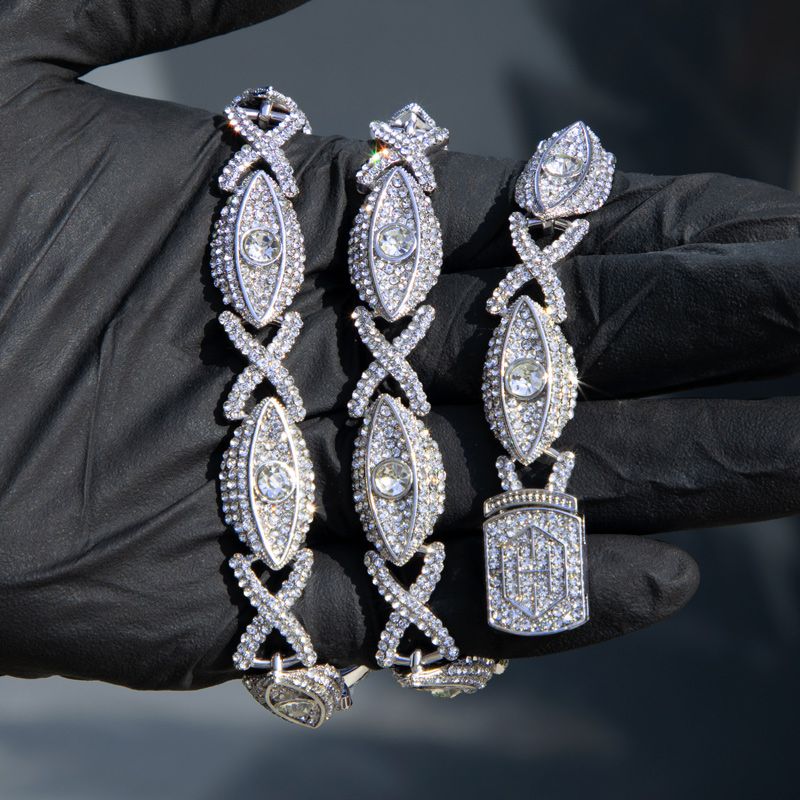 Iced Out Evil Eyes With Infinity Chain In White Gold With Gold Shine - Image 6