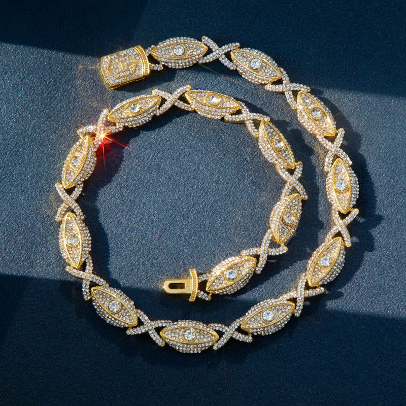 Iced Out Evil Eyes With Infinity Chain In Gold With Street Luxury Shine - Image 3