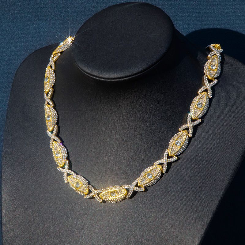 Iced Out Evil Eyes With Infinity Chain In Gold With Street Luxury Shine - Image 4