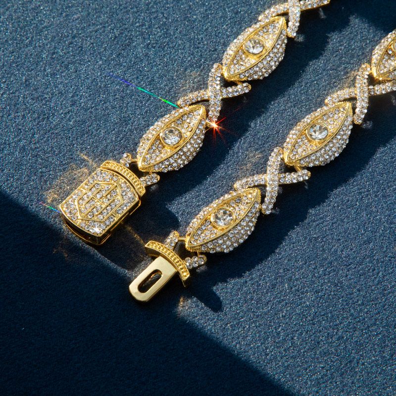 Iced Out Evil Eyes With Infinity Chain In Gold With Street Luxury Shine - Image 5