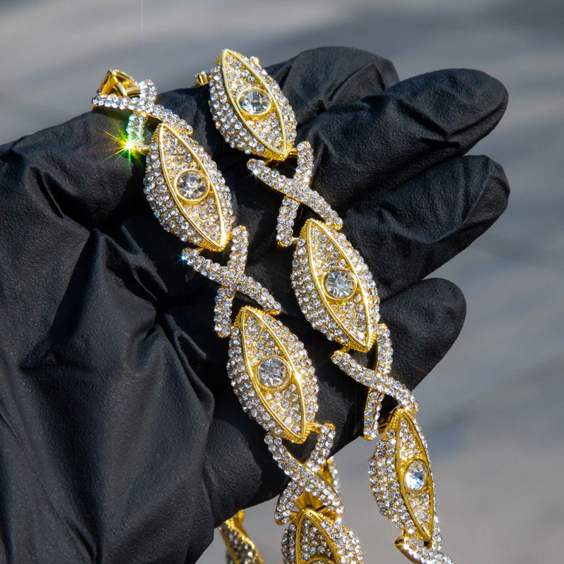 Iced Out Evil Eyes With Infinity Chain In Gold With Street Luxury Shine - Image 6