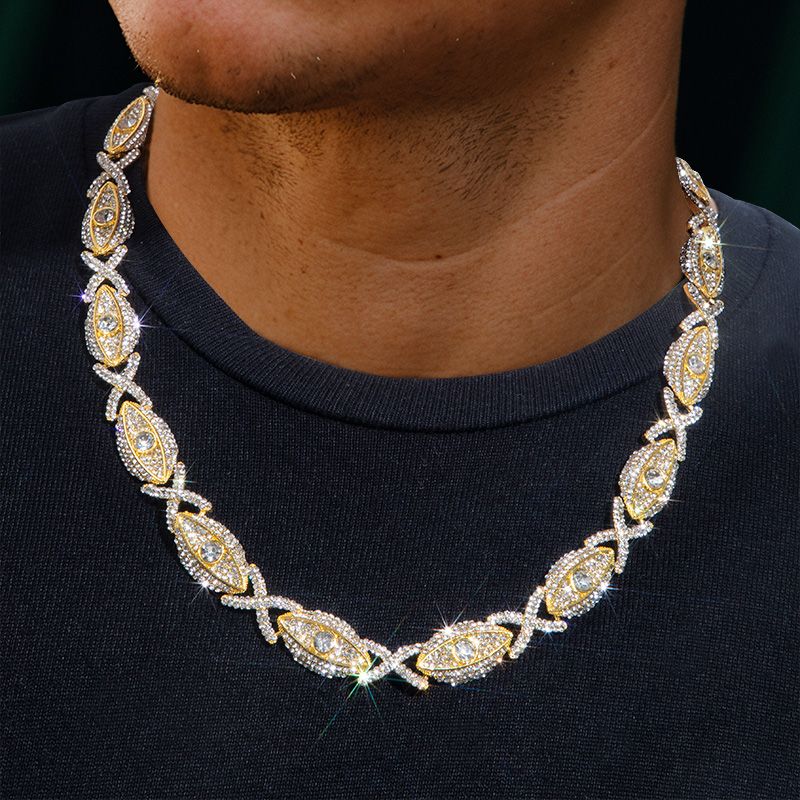 Iced Out Evil Eyes With Infinity Chain In Gold With Street Luxury Shine