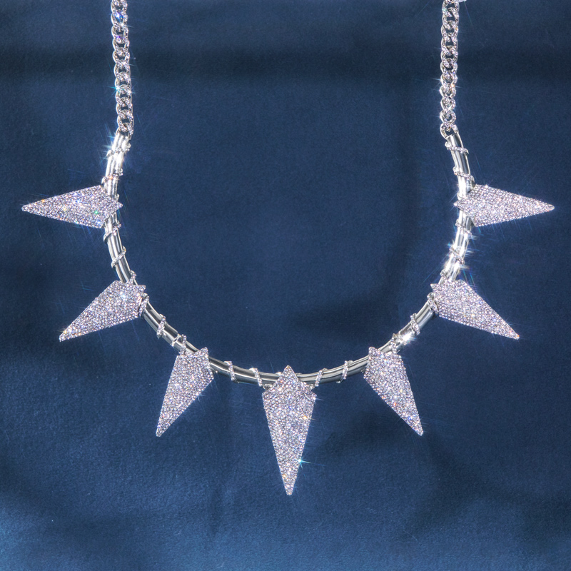 Bold Pave Spiked Fight Tooth And Claw Collar Necklace In White Gold - Image 4