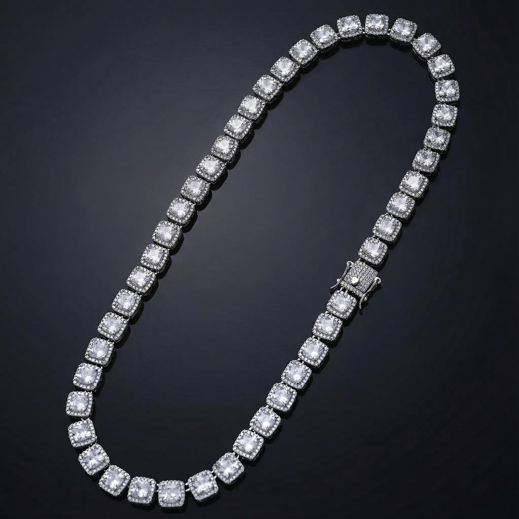 10mm Clustered Tennis Chain In White Gold Iced Out Shine With Street Luxury - Image 5