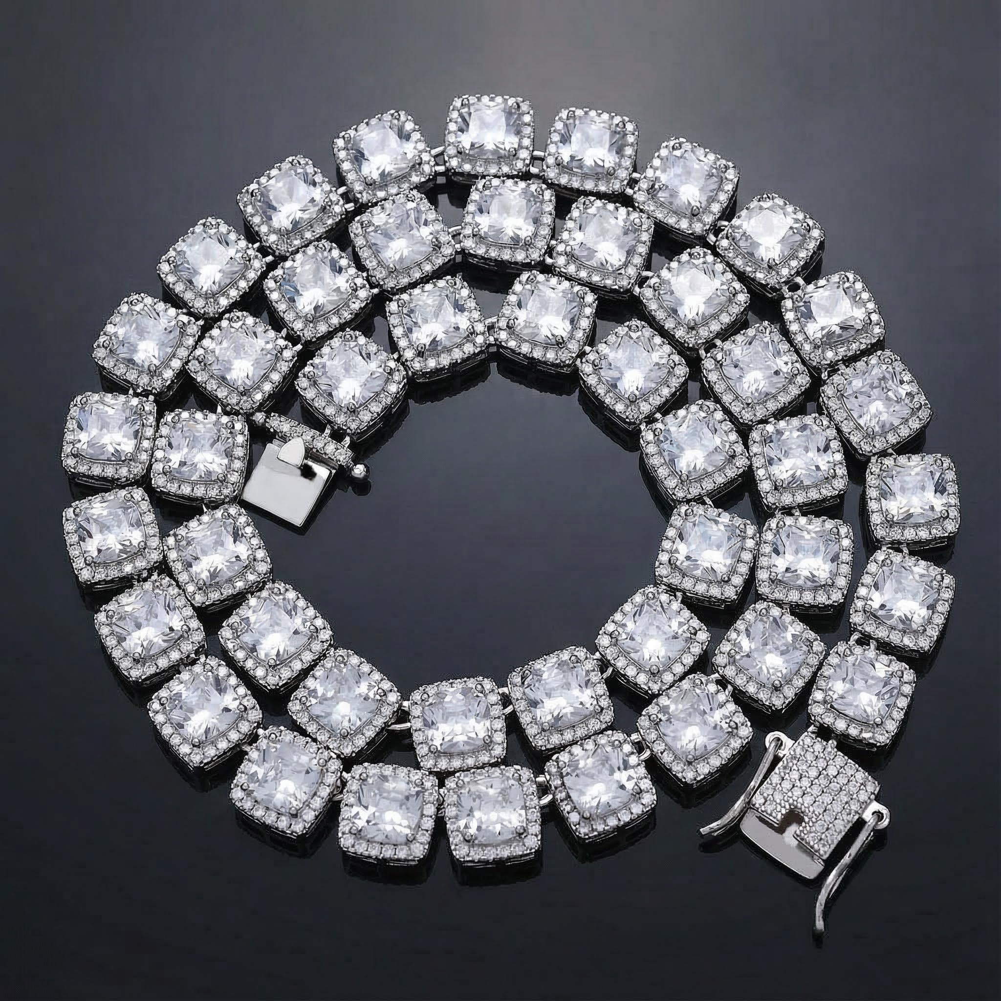 10mm Clustered Tennis Chain In White Gold Iced Out Shine With Street Luxury - Image 6