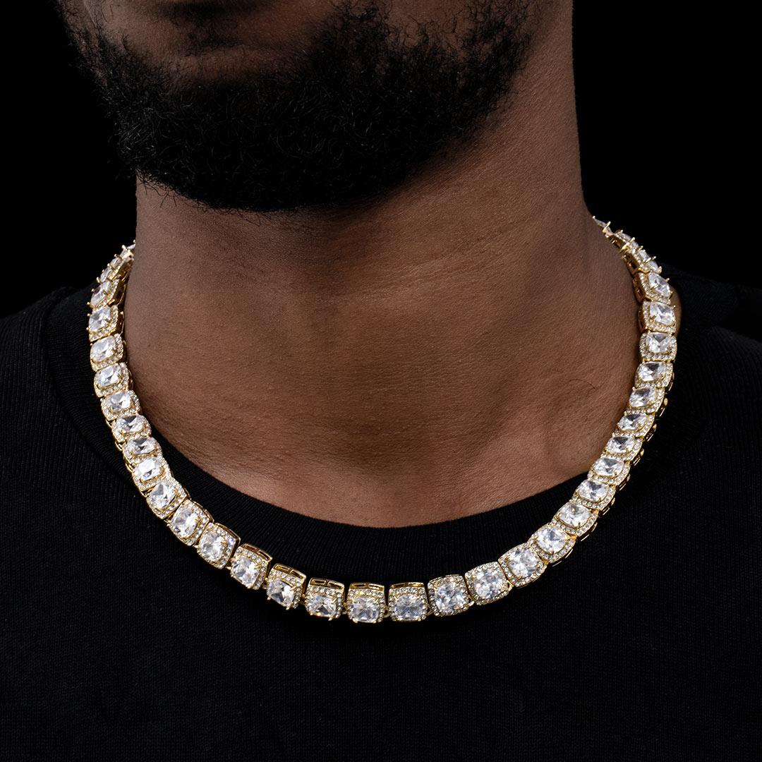 10mm Clustered Tennis Chain In Gold Iced Out Shine With Street Luxury - Image 3