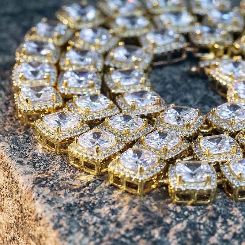 10mm Clustered Tennis Chain In Gold Iced Out Shine With Street Luxury