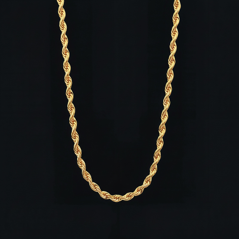 5mm 18k Gold Finish Rope Chain Gold With Bold Statement Appeal - Image 5