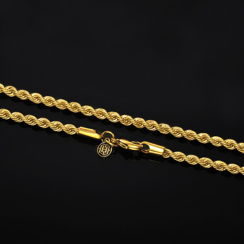 5mm 18k Gold Finish Rope Chain Gold With Bold Statement Appeal - Image 6