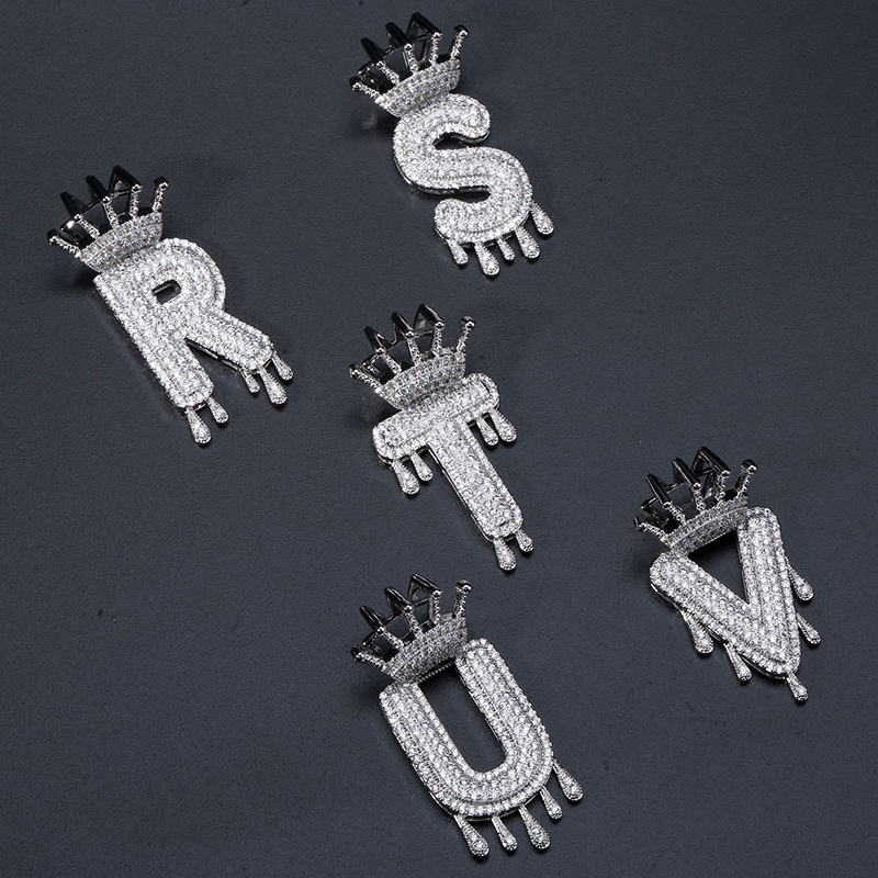 Iced Out Drip Letters Pendant In White Gold With Street Luxury Shine