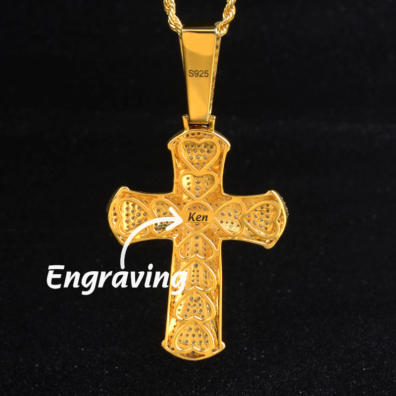 Iced Out Cross Pendant In Gold Moissanite With Street Luxury Shine - Image 3