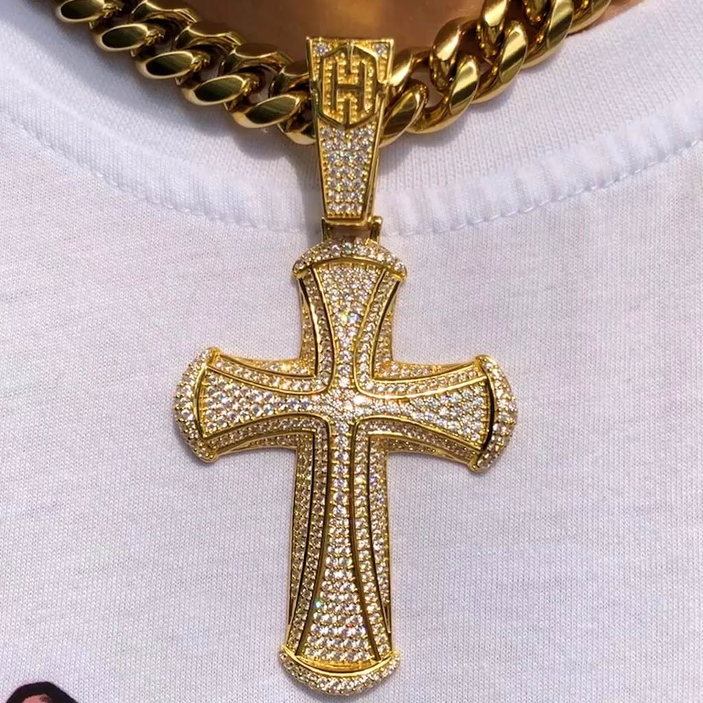 Iced Out Cross Pendant In Gold Moissanite With Street Luxury Shine - Image 7