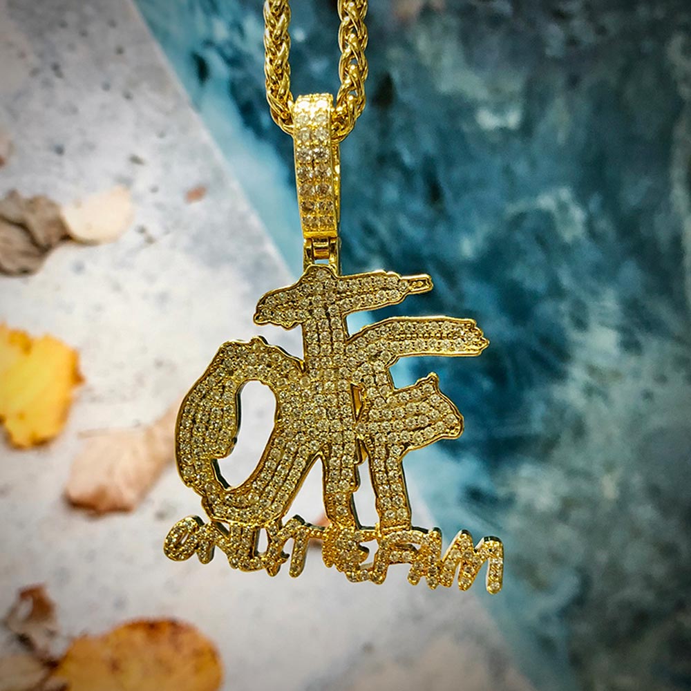 Iced Out Only The Fam Pendant In Gold Gold Shine With Street Luxury