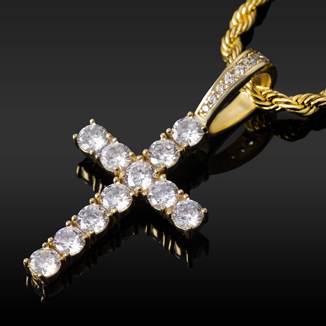 Brilliant Cut Cross Pendant In Gold Moissanite With Street Luxury Shine - Image 4