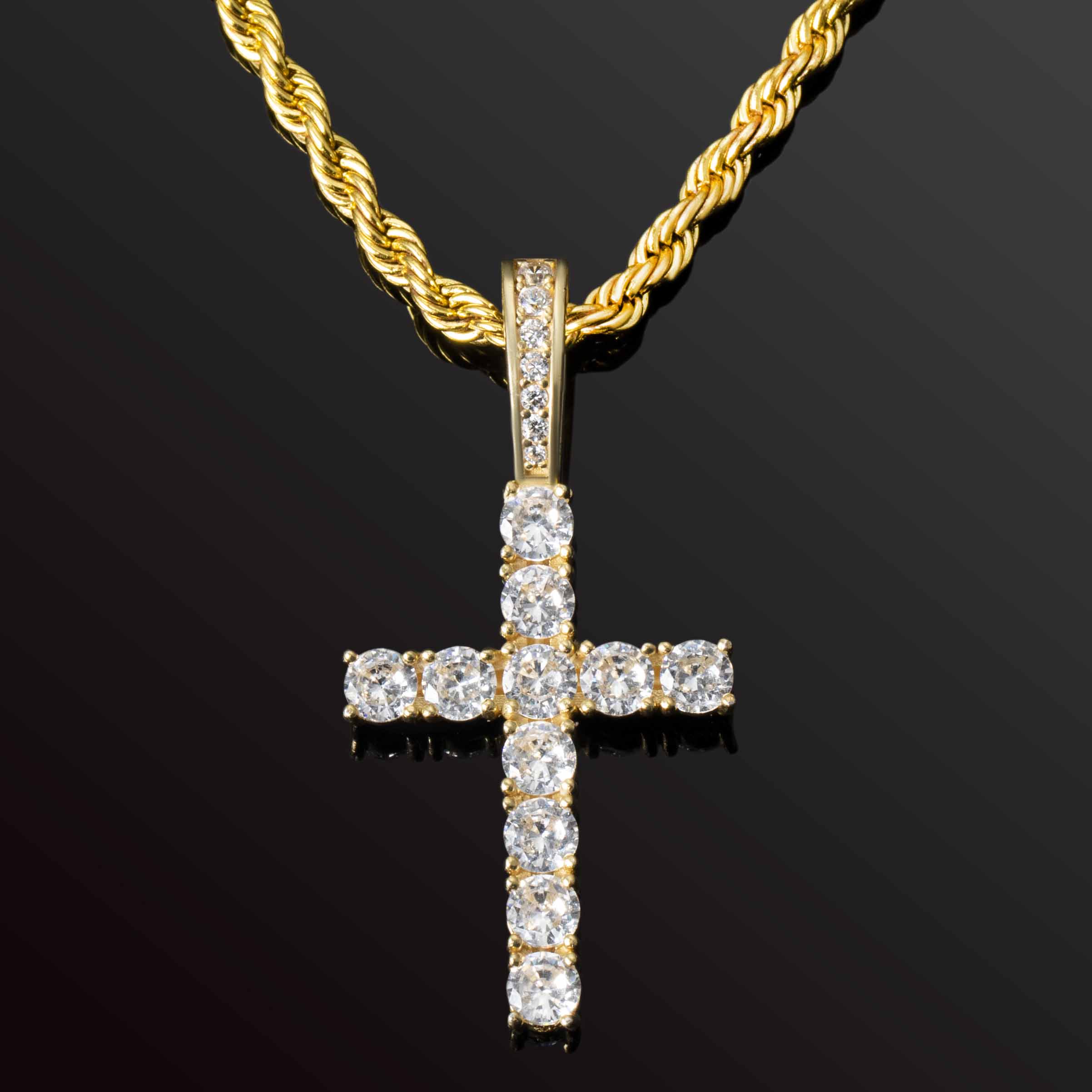 Brilliant Cut Cross Pendant In Gold Moissanite With Street Luxury Shine