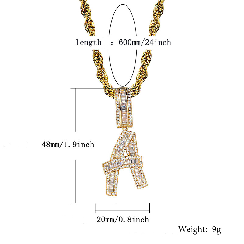 Iced Out Baguette Letters Pendant In Gold With Street Luxury Shine - Image 4