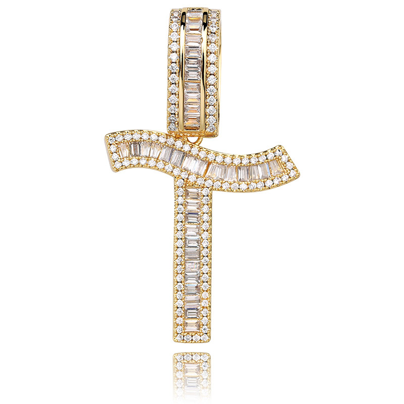 Iced Out Baguette Letters Pendant In Gold With Street Luxury Shine - Image 6