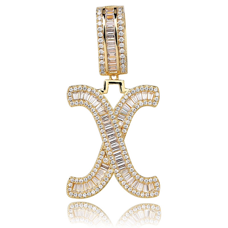 Iced Out Baguette Letters Pendant In Gold With Street Luxury Shine - Image 7