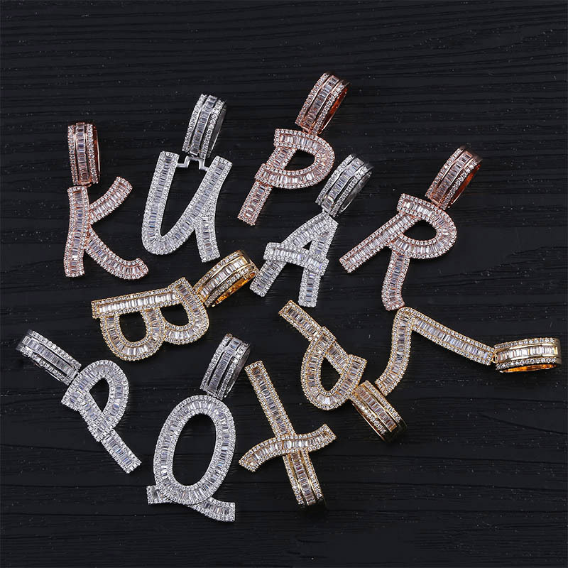 Iced Out Baguette Letters Pendant In Gold With Street Luxury Shine - Image 9