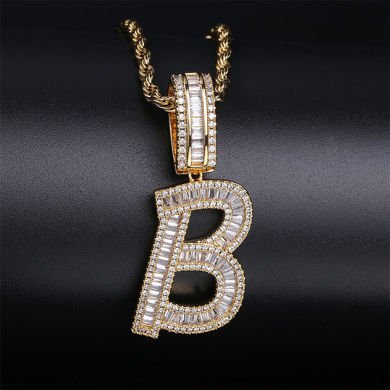 Iced Out Baguette Letters Pendant In Gold With Street Luxury Shine