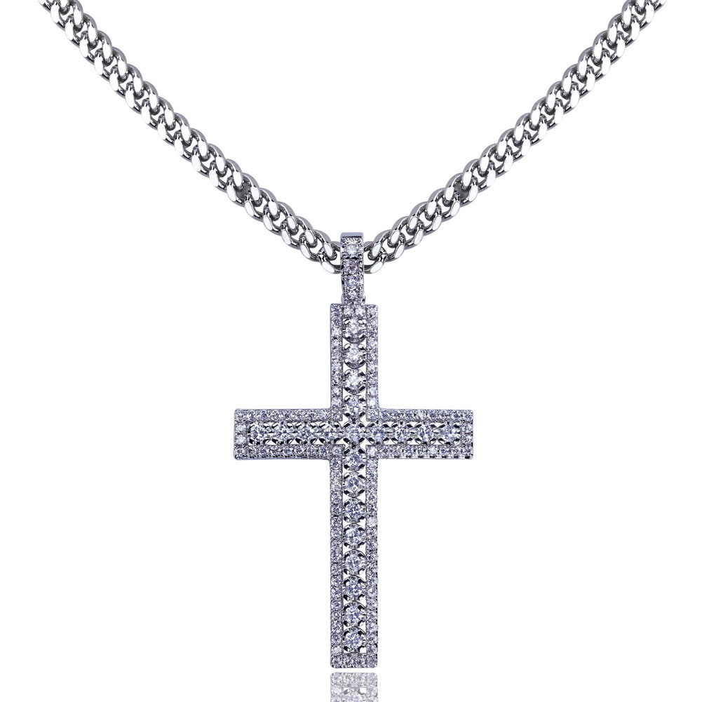 Diamond Cross Pendant In Silver Iced Out Shine With Street Luxury - Image 5