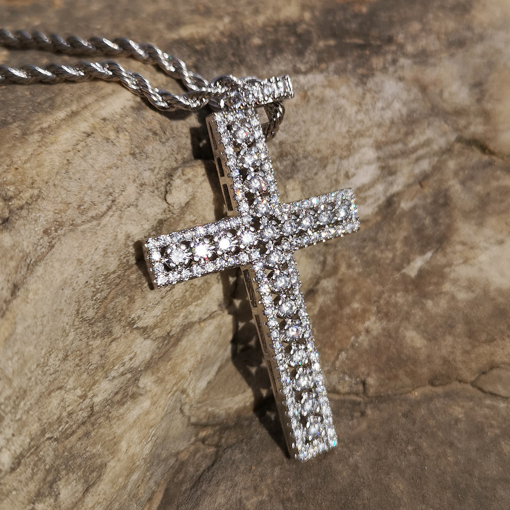 Diamond Cross Pendant In Silver Iced Out Shine With Street Luxury