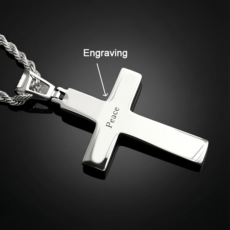 Iced Out Princess Cut Cross Pendant In White Gold Moissanite - Image 5