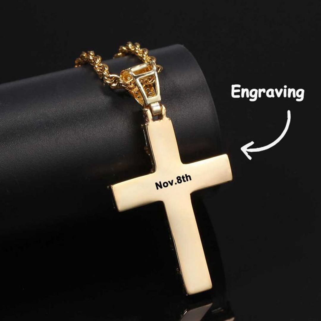 Iced Out Princess Cut Cross Pendant In Gold Silver With Street Luxury Shine - Image 6