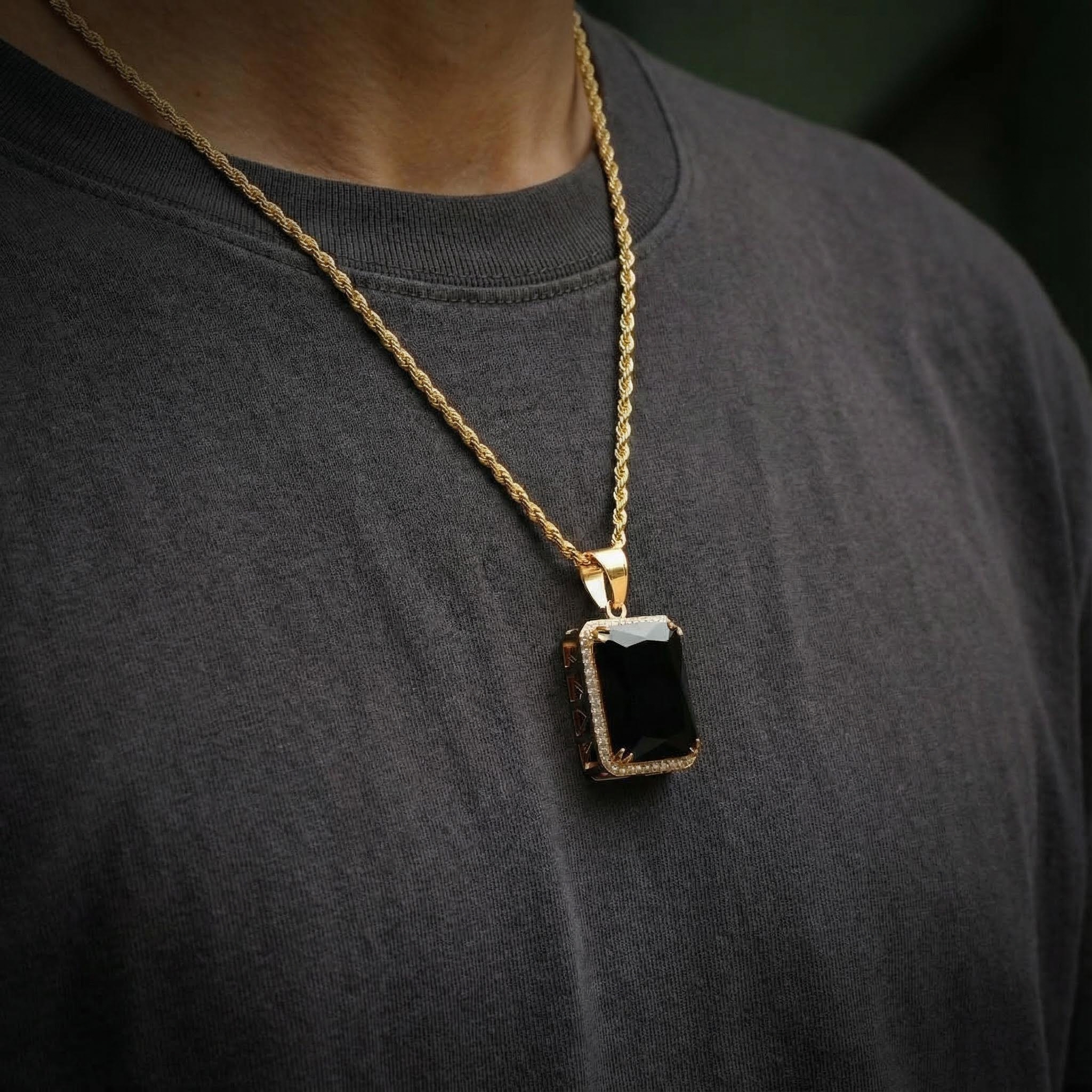 Iced Out Cube Pendant In Gold Gold Shine With Street Luxury - Image 3