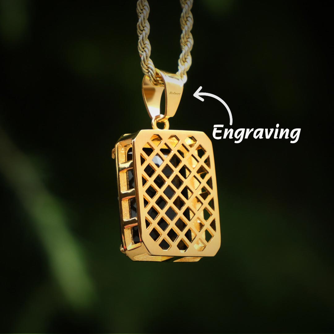 Iced Out Cube Pendant In Gold Gold Shine With Street Luxury - Image 4