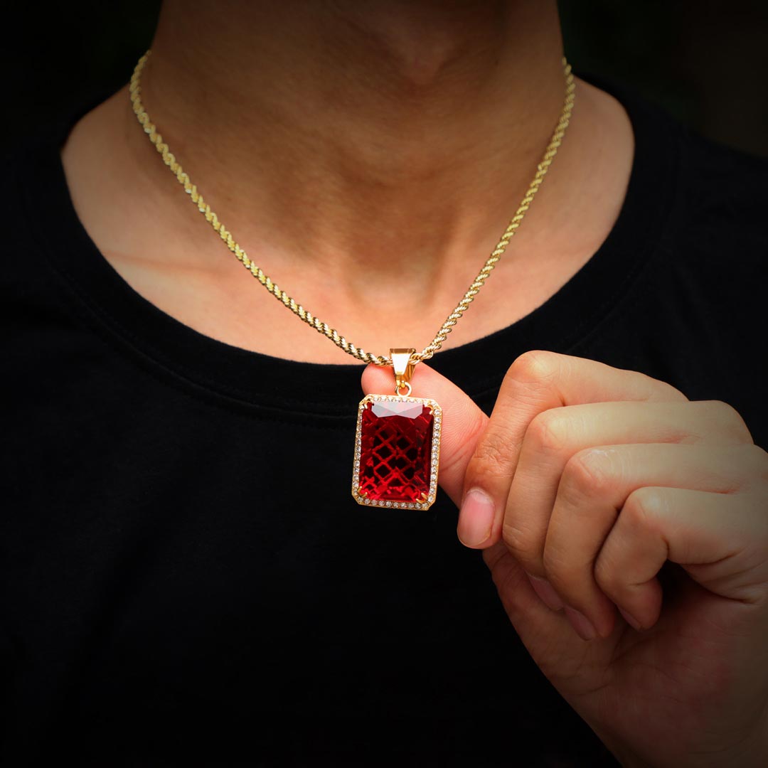 Iced Out Cube Pendant In Gold Gold Shine With Street Luxury - Image 7