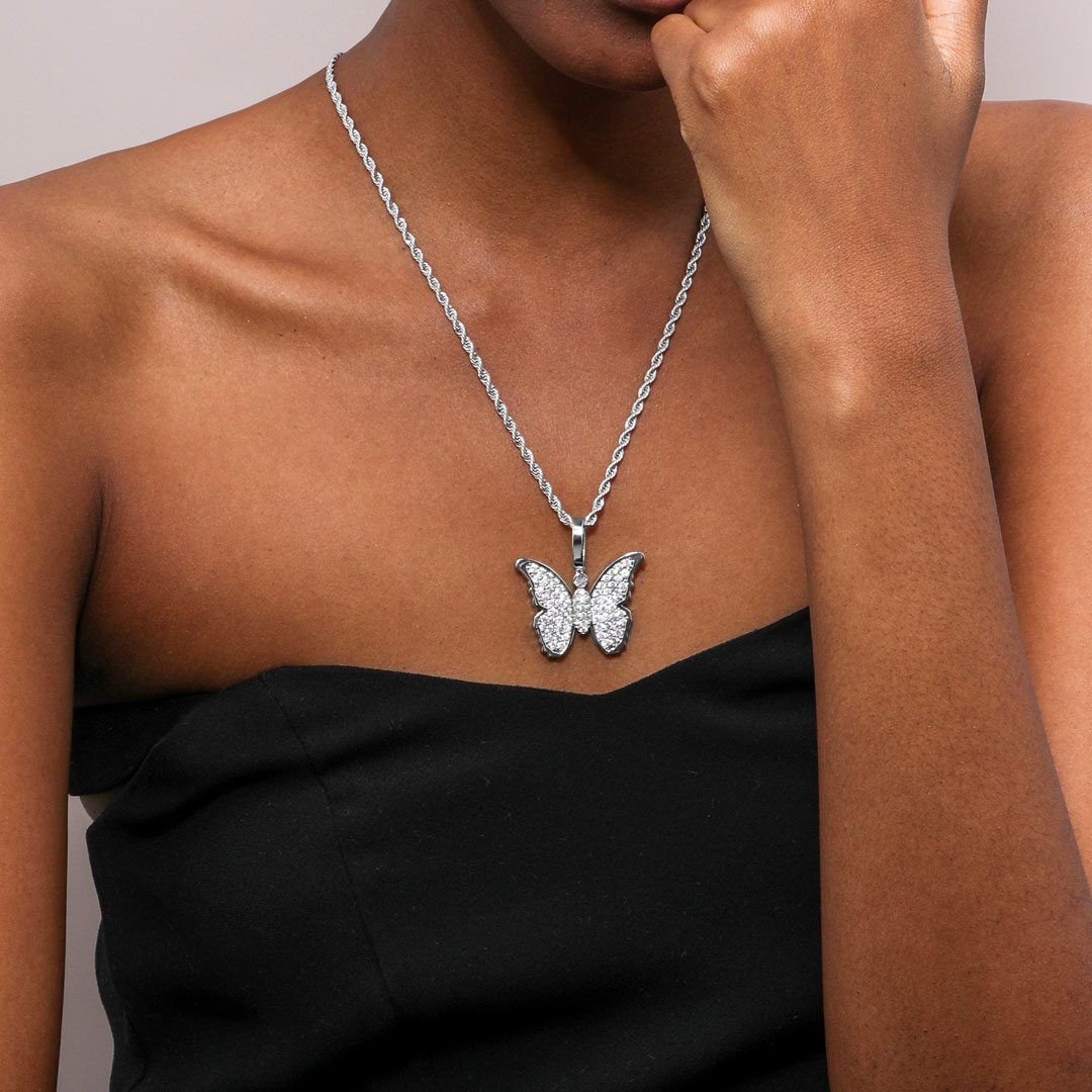 Iced Out Butterfly Pendant Gold With Street Luxury Shine - Image 3