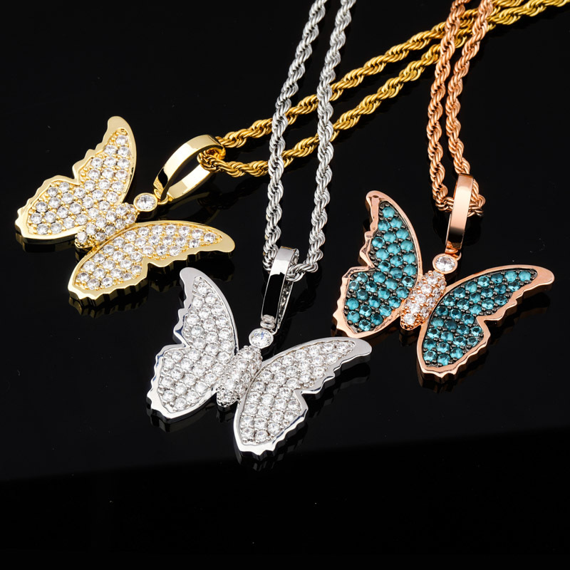 Iced Out Butterfly Pendant Gold With Street Luxury Shine