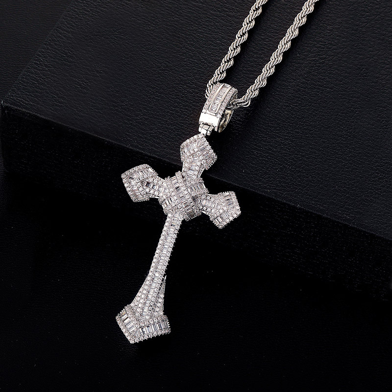 Iced Out Baguette Diamond Cross Pendant Gold With Street Luxury Shine