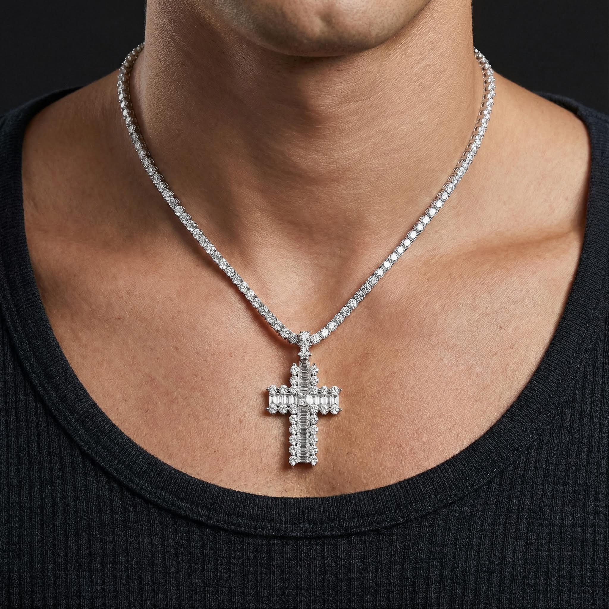 Baguette And Round Diamond Cross Pendant Iced Out Shine With Street Luxury - Image 4