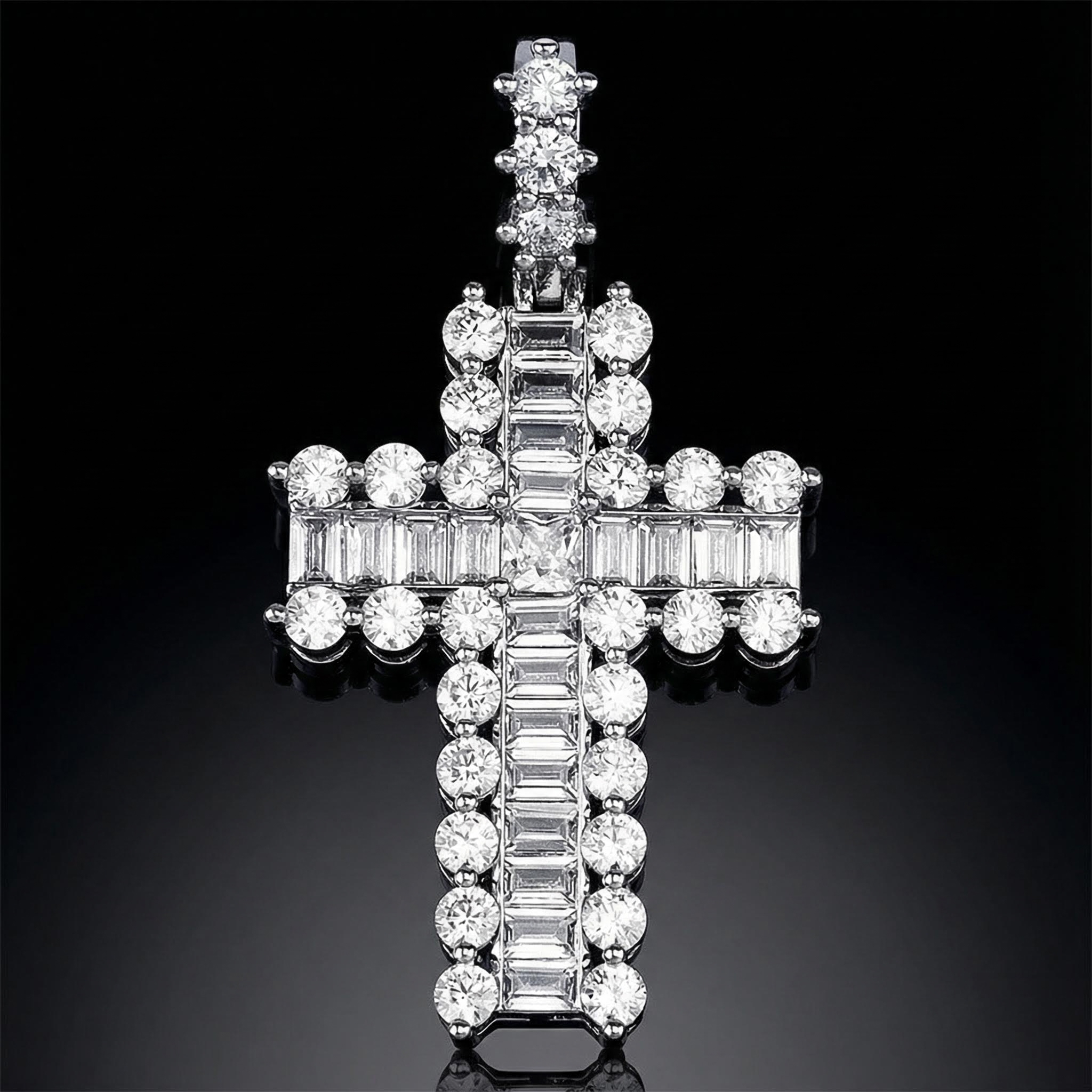 Baguette And Round Diamond Cross Pendant Iced Out Shine With Street Luxury - Image 5