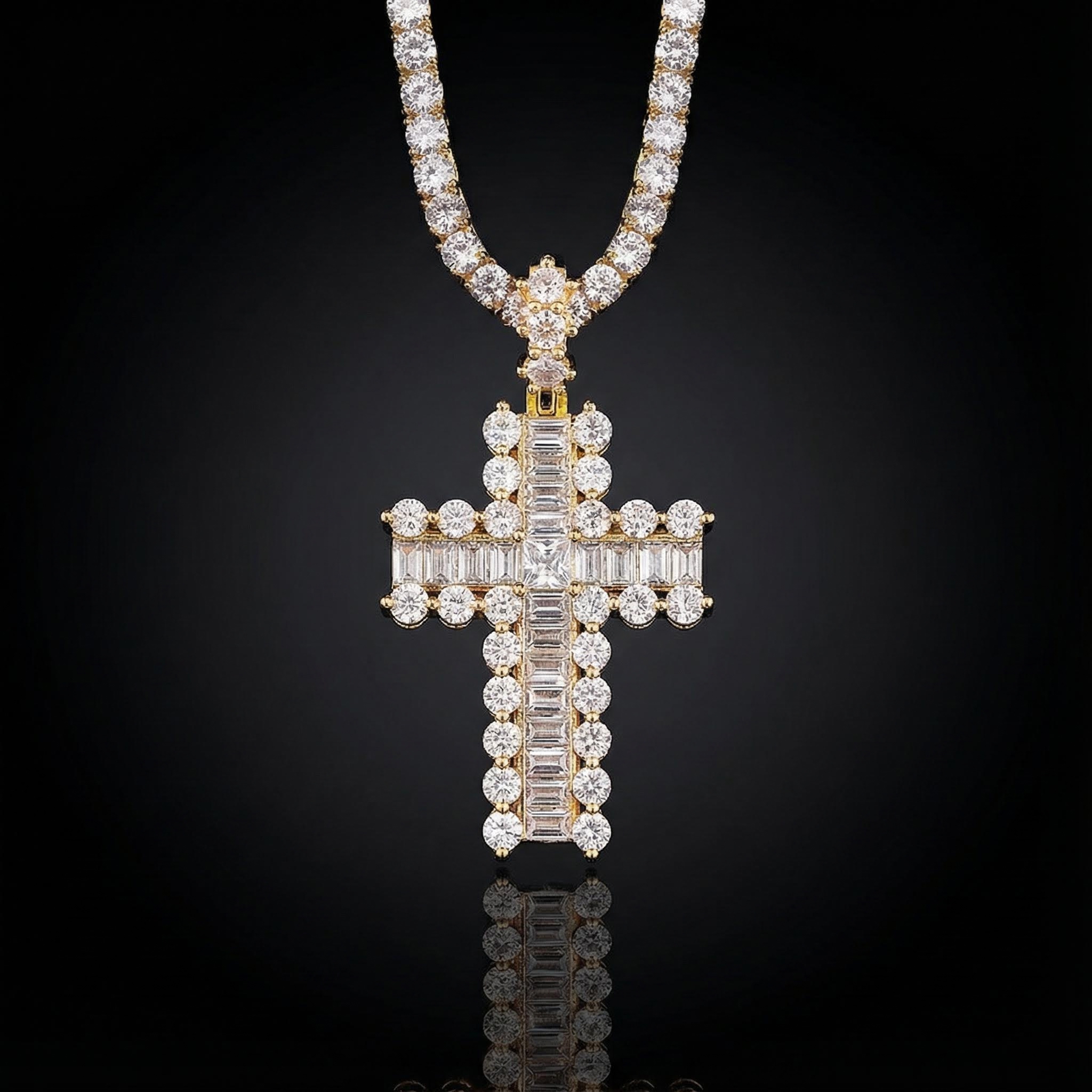 Baguette And Round Diamond Cross Pendant Iced Out Shine With Street Luxury - Image 6