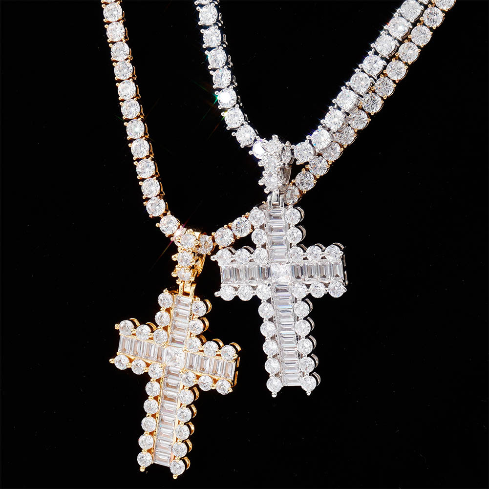 Baguette And Round Diamond Cross Pendant Iced Out Shine With Street Luxury - Image 8