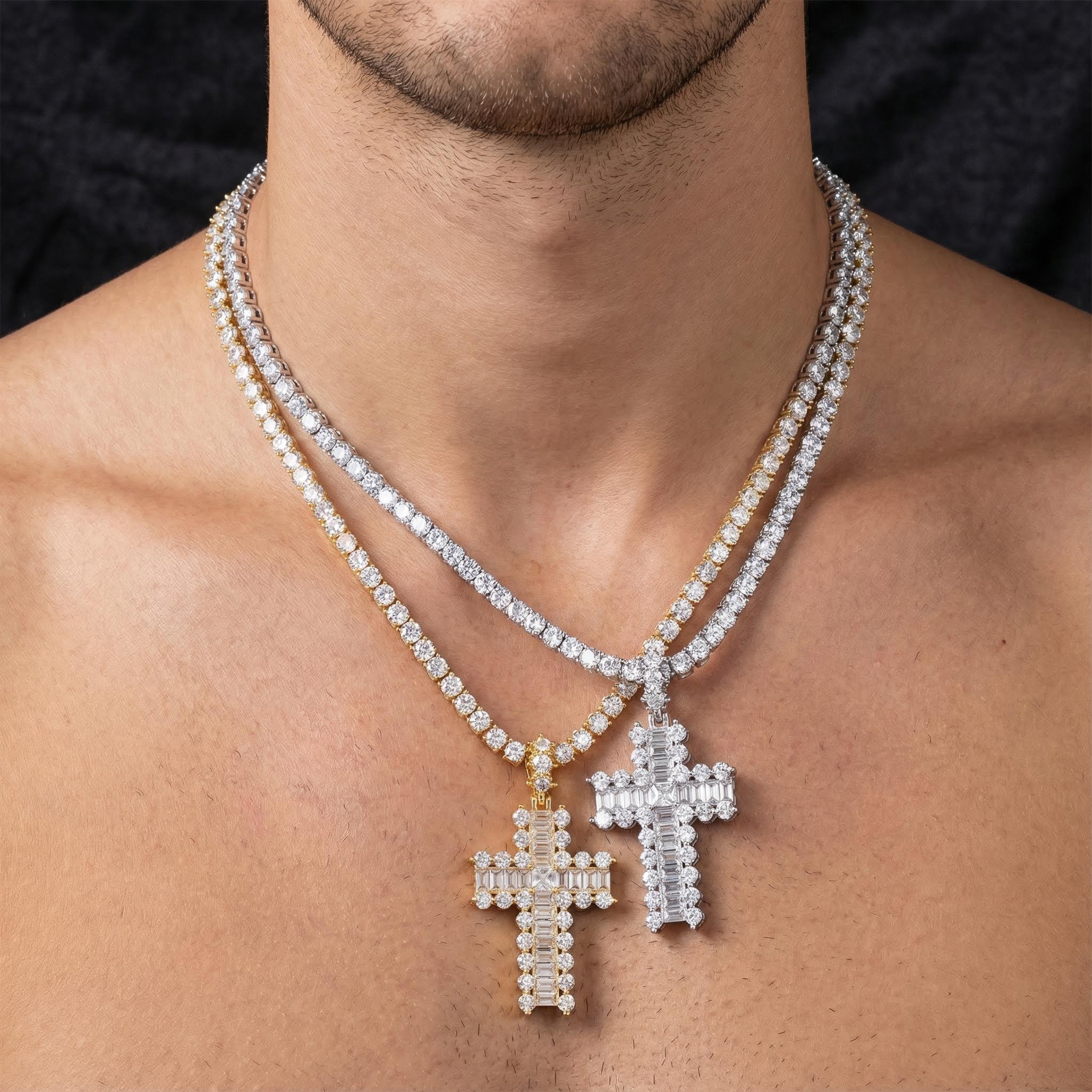 Baguette And Round Diamond Cross Pendant Iced Out Shine With Street Luxury - Image 10