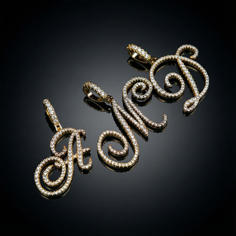 Cursive Style A To Z Initial Letters Pendant In Gold With Gold Shine - Image 3