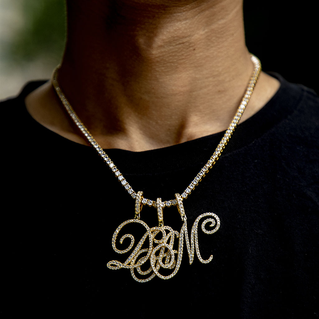 Cursive Style A To Z Initial Letters Pendant In Gold With Gold Shine - Image 4
