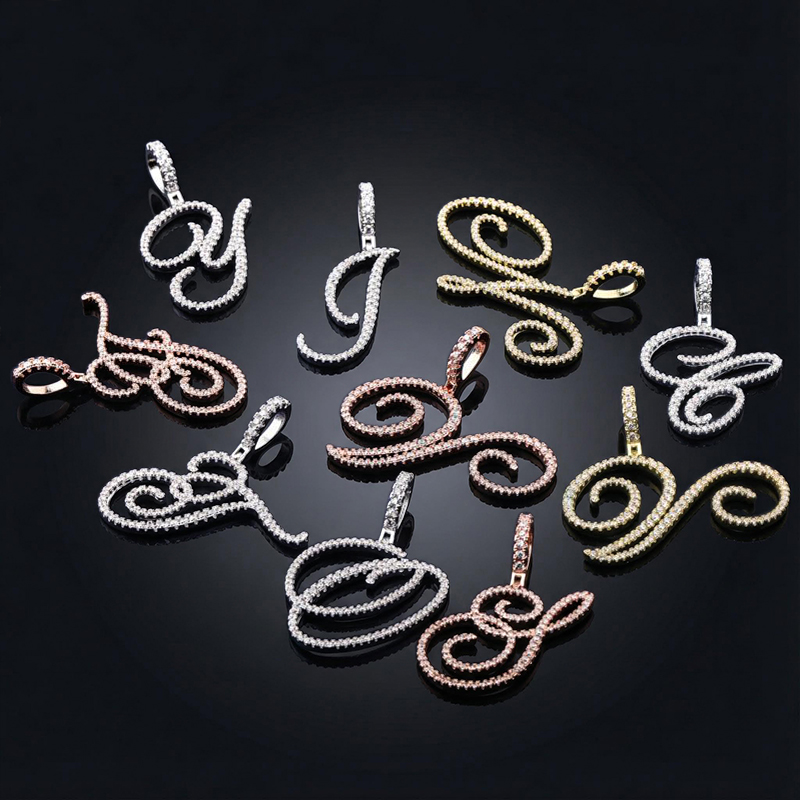 Cursive Style A To Z Initial Letters Pendant In Gold With Gold Shine - Image 5