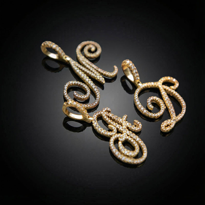Cursive Style A To Z Initial Letters Pendant In Gold With Gold Shine - Image 6