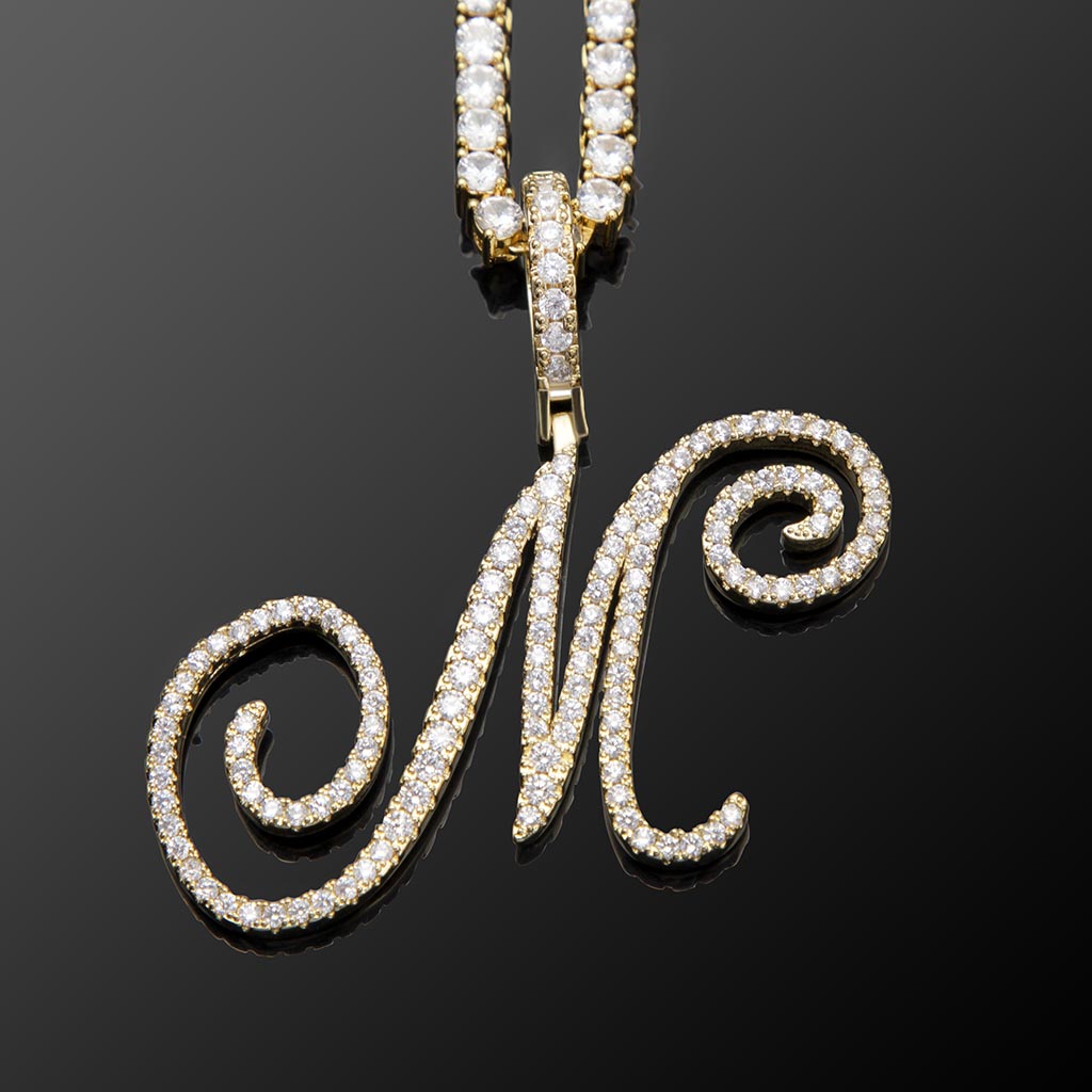 Cursive Style A To Z Initial Letters Pendant In Gold With Gold Shine - Image 7